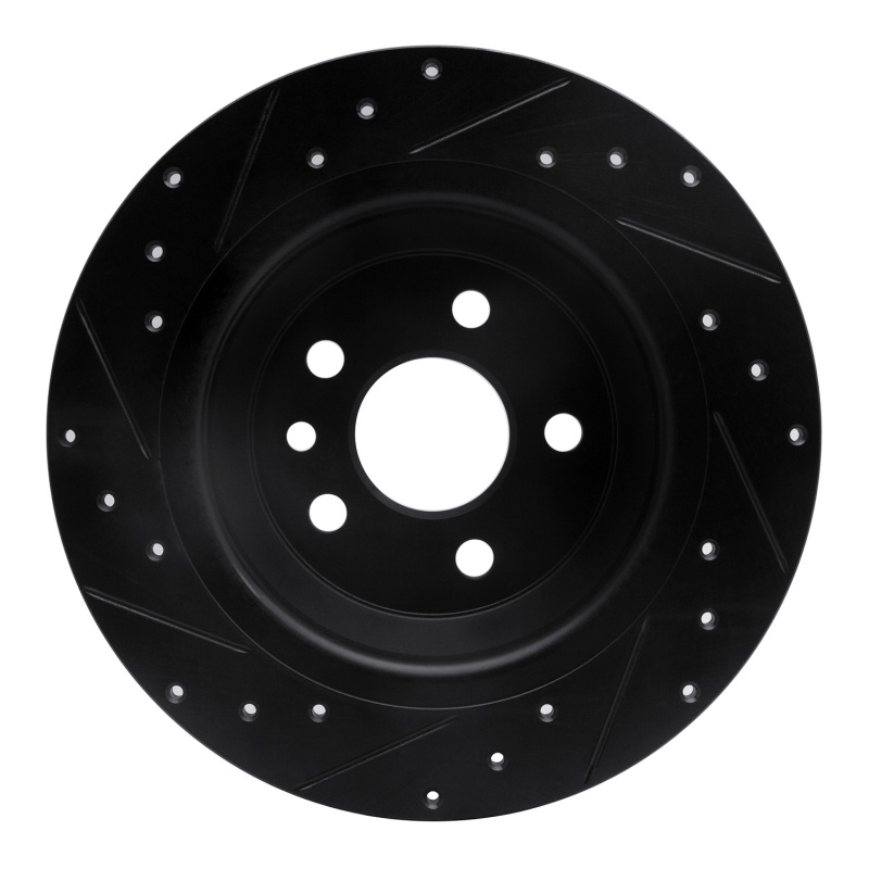 Ford Focus RS Brake Rotor (1) - Rear Right - R1 Concepts - Drilled & Slotted - Black - `09-`15